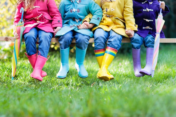 children wearing wellies